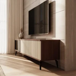 Tv Meubels-Meubella - Riverhead - TV-Meubel - Beige/Eiken - 180 cm