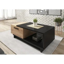 Meubella - Salontafel Incala - Eiken - Zwart - 120 cm