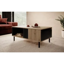 Salontafels-Meubella - Salontafel Marcos - Eiken - Antraciet - 100 cm