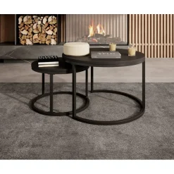 Salontafels-Meubella - Salontafel Ovalo - Mat zwart - set van 2