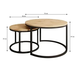 Salontafels-Meubella - Salontafel Ovalo - Mat zwart - set van 2