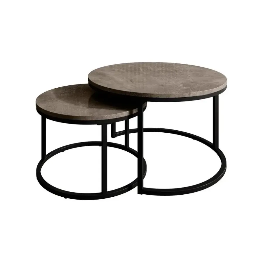 Salontafels-Meubella - Salontafel Rica - Grijs marmerlook - Set van 2