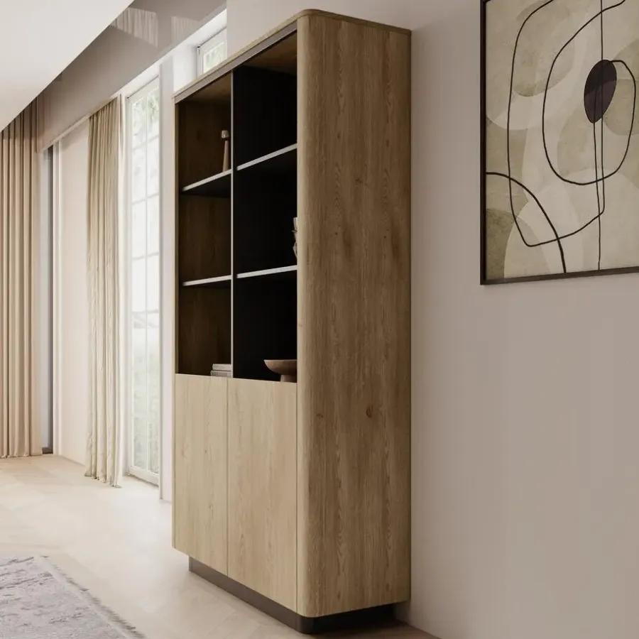 Boekenkasten|Boekenkasten-Meubella - Taywan - Boekenkast - Eiken - 113x38x190 cm