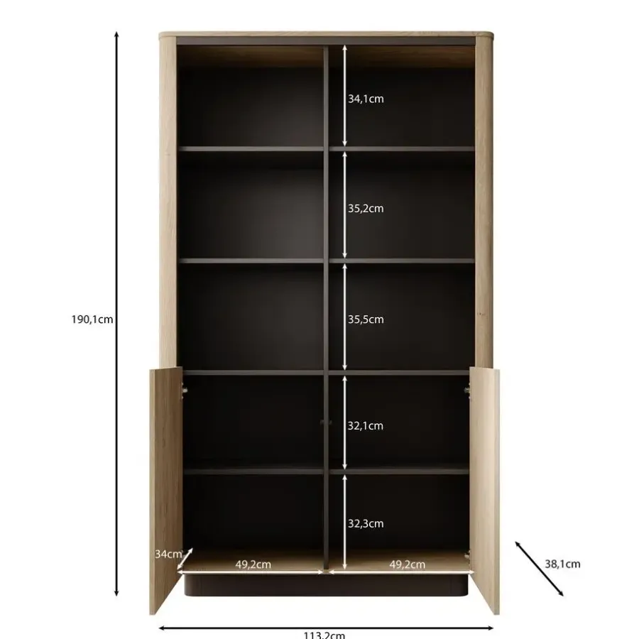 Boekenkasten|Boekenkasten-Meubella - Taywan - Boekenkast - Eiken - 113x38x190 cm