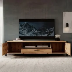 Meubella - TV-Meubel Acapulco - Eiken - Zwart - 210 cm