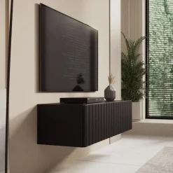 Tv Meubels-Meubella - TV-Meubel Angelina - Zwart - 128 cm