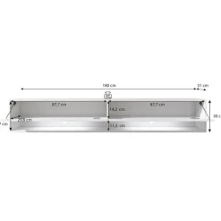 Tv Meubels-Meubella - TV-Meubel Asino LED - Zwart - Eiken - 180 cm
