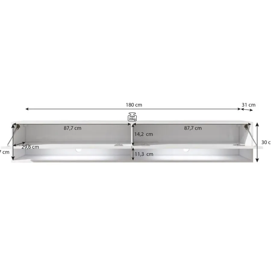 Tv Meubels-Meubella - TV-Meubel Asino LED - Zwart - Eiken - 180 cm