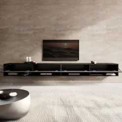 Meubella - TV-Meubel Asino - Zwart Visgraat - 280 cm