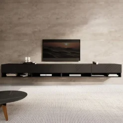 Meubella - TV-Meubel Asino - Zwart Visgraat - 280 cm