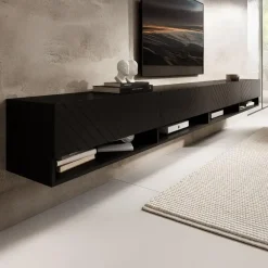 Meubella - TV-Meubel Asino - Zwart Visgraat - 280 cm