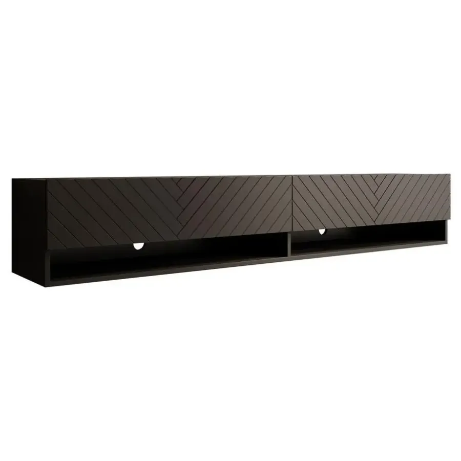 Meubella - TV-Meubel Asino - Zwart Visgraat - 180 cm
