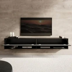 Meubella - TV-Meubel Asino - Zwart Visgraat - 180 cm