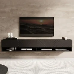 Meubella - TV-Meubel Asino - Zwart Visgraat - 180 cm