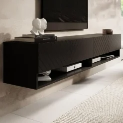 Meubella - TV-Meubel Asino - Zwart Visgraat - 180 cm