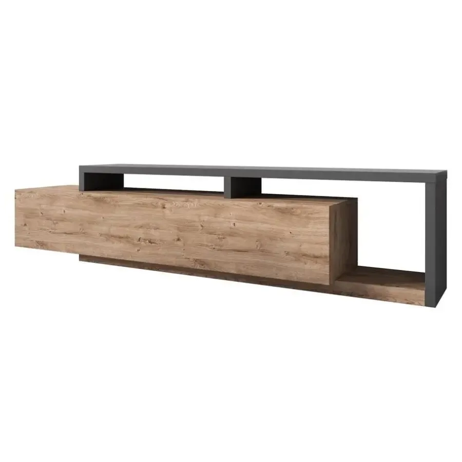 Meubella - TV-Meubel Bello - Eiken - Antraciet - 219 cm
