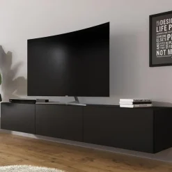 Tv Meubels-Meubella - TV-Meubel Bonzo - Mat Zwart - 180 cm