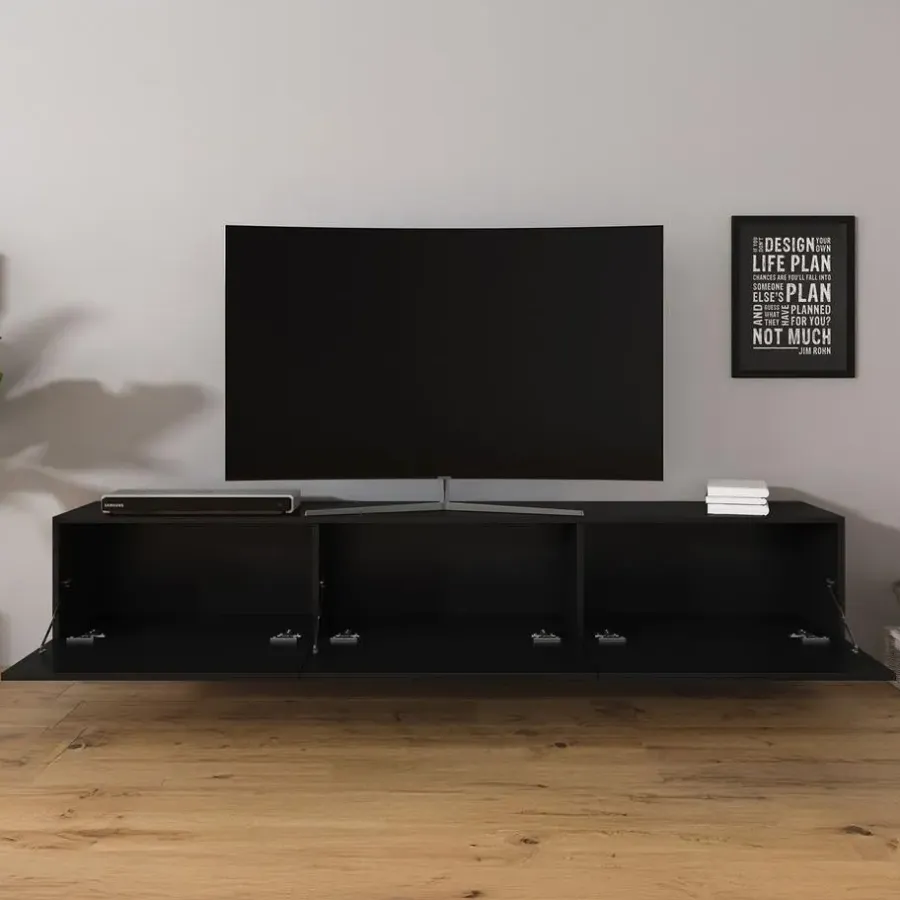 Tv Meubels-Meubella - TV-Meubel Bonzo - Mat Zwart - 180 cm