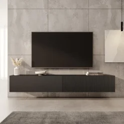 Tv Meubels-Meubella - TV-Meubel Caius - Zwart - 200 cm