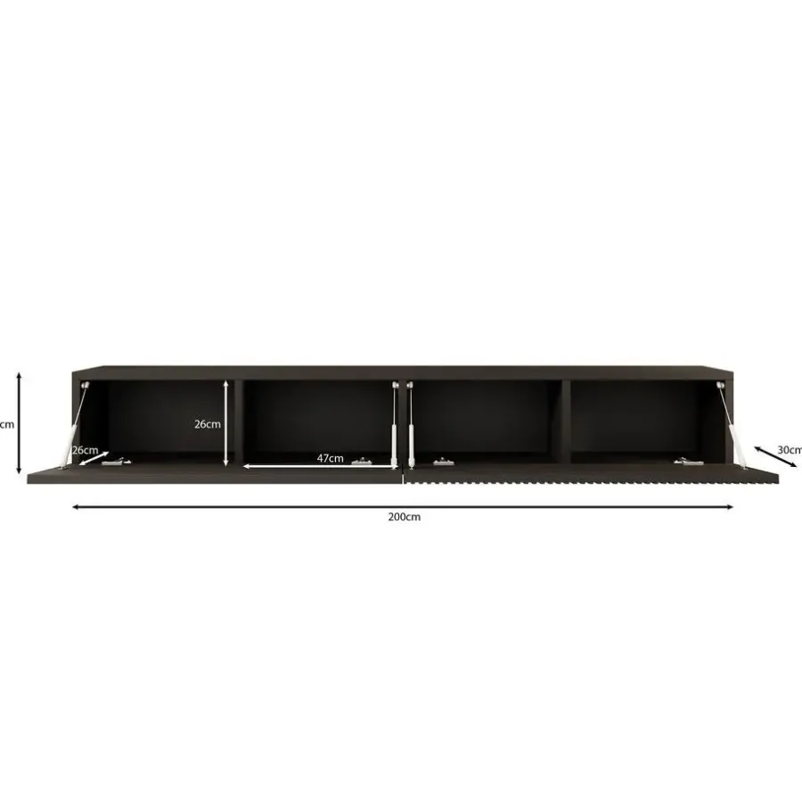 Tv Meubels-Meubella - TV-Meubel Caius - Zwart - 200 cm