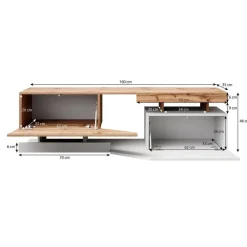Meubella - TV-Meubel Canberra - Eiken - Antraciet - 160 cm