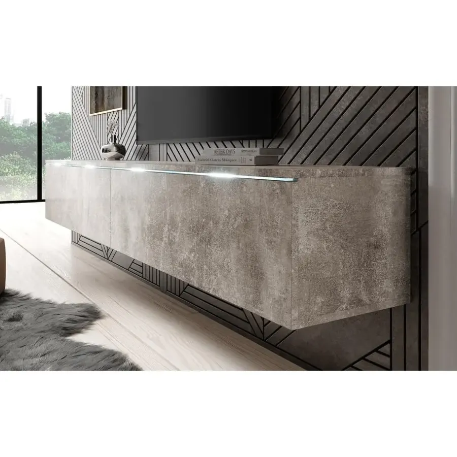 Tv Meubels-Meubella - TV-Meubel Dixon - Betonlook - 180 cm