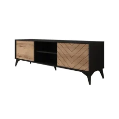 Tv Meubels-Meubella - TV-Meubel Dolores - Eiken - Zwart - 153 cm