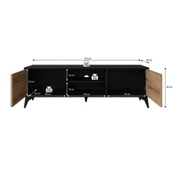 Tv Meubels-Meubella - TV-Meubel Dolores - Eiken - Zwart - 153 cm