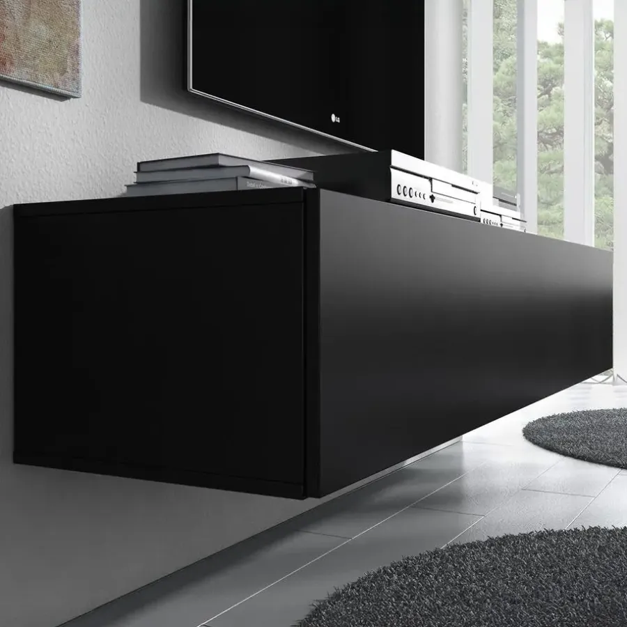 Meubella - TV-Meubel Flame - Mat Zwart - 160 cm
