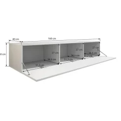 Meubella - TV-Meubel Flame - Mat Zwart - 160 cm