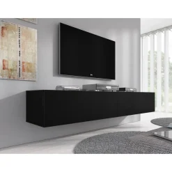 Tv Meubels-Meubella - TV-Meubel Flame XL - Mat Zwart - 180 cm