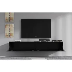 Tv Meubels-Meubella - TV-Meubel Flame XL - Mat Zwart - 180 cm