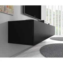 Tv Meubels-Meubella - TV-Meubel Flame XL - Mat Zwart - 180 cm