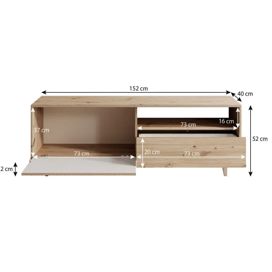Meubella - TV-Meubel Fuzeta - Eiken - 152 cm