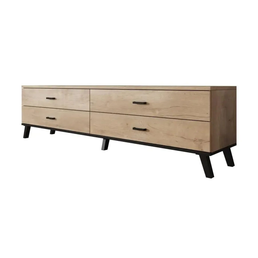 Meubella - TV-Meubel Jenny - Eiken - Zwart - 181 cm