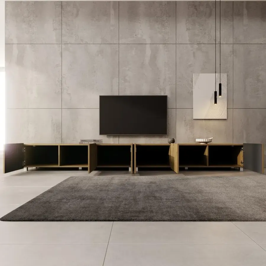 Tv Meubels-Meubella - TV-Meubel Kenderes - Eiken - 300 cm