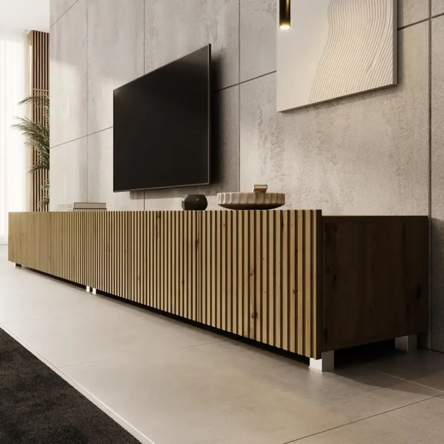 Tv Meubels-Meubella - TV-Meubel Kenderes - Eiken - 300 cm