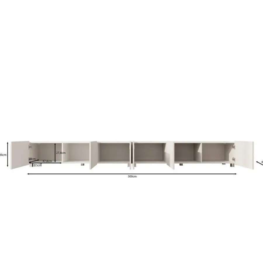 Tv Meubels-Meubella - TV-Meubel Kenderes - Eiken - 300 cm