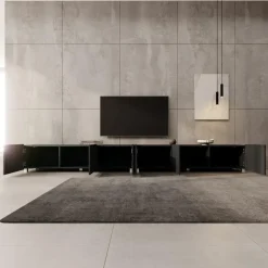 Meubella - TV-Meubel Kenderes - Zwart - 300 cm