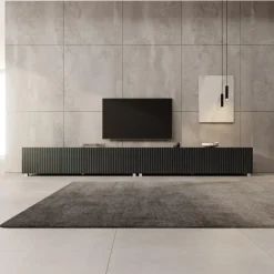 Meubella - TV-Meubel Kenderes - Zwart - 300 cm