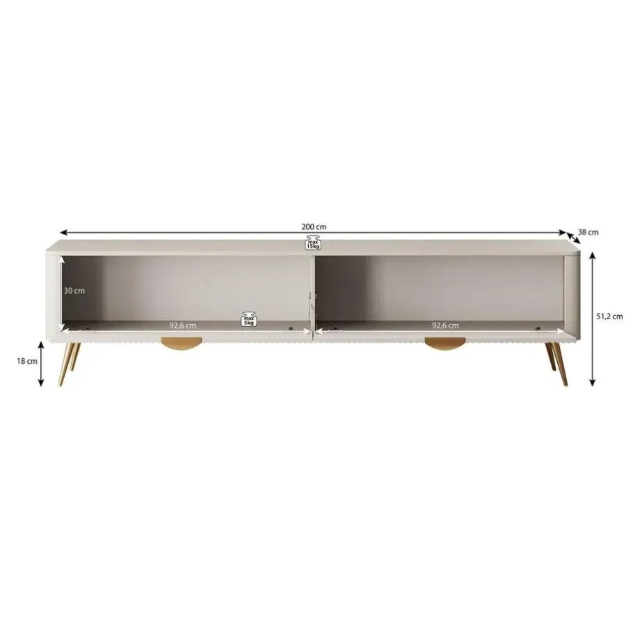 Meubella - TV-Meubel Lima - Beige - 200 cm