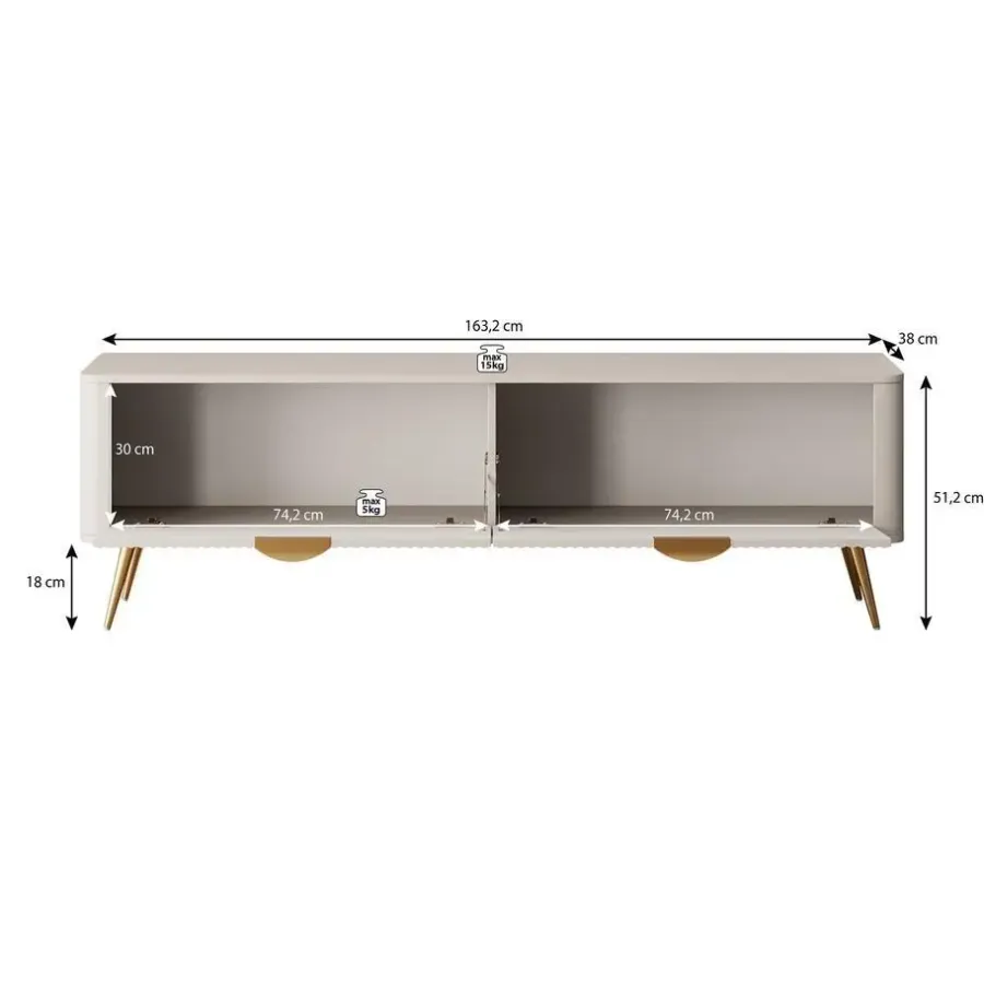 Tv Meubels-Meubella - TV-Meubel Lima - Beige - 163 cm