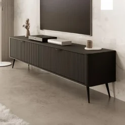 Tv Meubels-Meubella - TV-Meubel Lima - Zwart - 200 cm