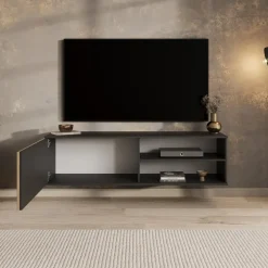 Tv Meubels-Meubella - TV-Meubel Marbella - Zwart - 150 cm