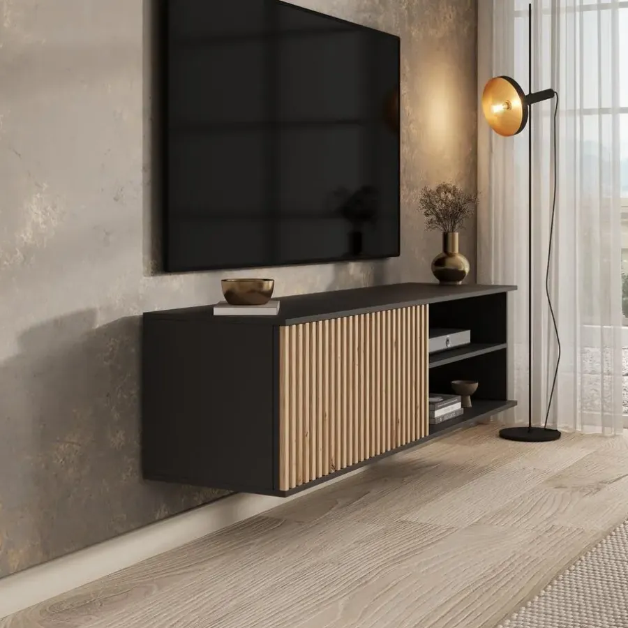 Tv Meubels-Meubella - TV-Meubel Marbella - Zwart - 150 cm