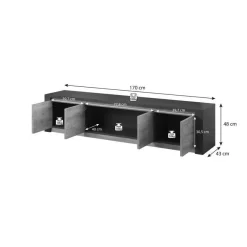 Meubella - TV-Meubel Monaco - Eiken - 4 deuren - 170 cm
