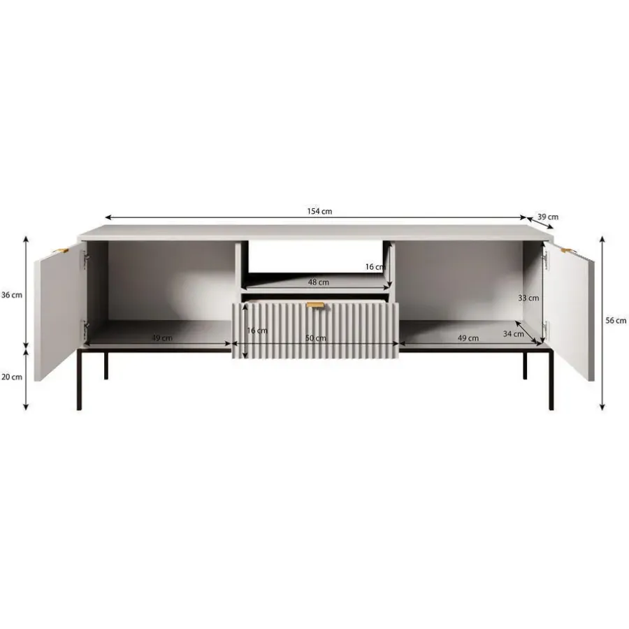 Meubella - TV-Meubel Navil - Beige - 154 cm