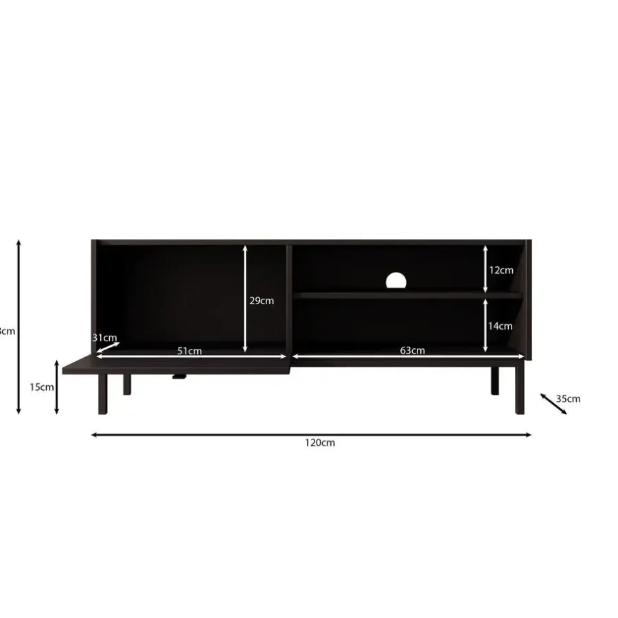 Meubella - TV-Meubel Norment - Zwart - 120 cm