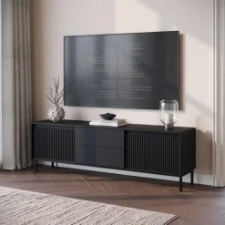 Tv Meubels-Meubella - TV-Meubel Orvana 2 - Zwart - 174 cm