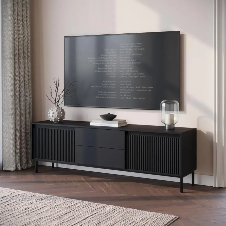 Tv Meubels-Meubella - TV-Meubel Orvana 2 - Zwart - 174 cm